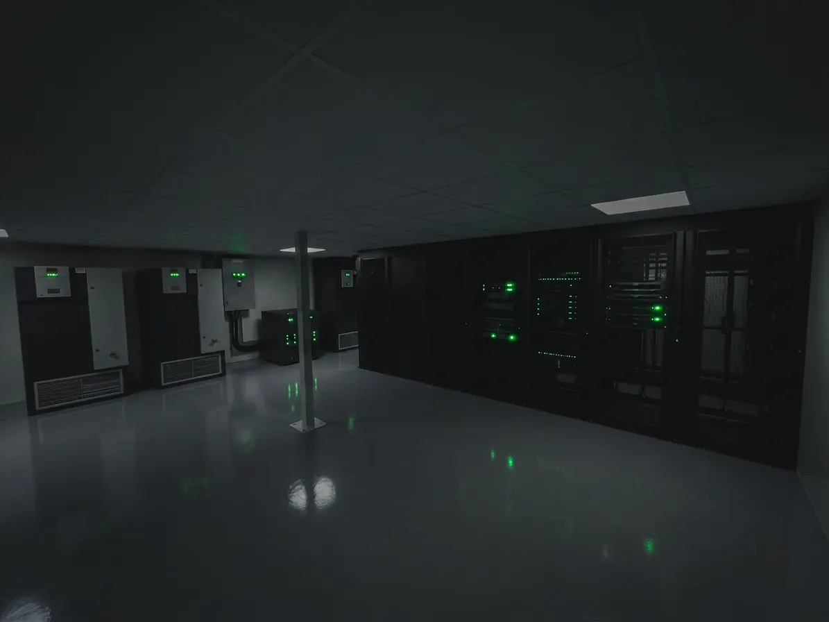 Cambridge data centre server hall with racks and cooling
